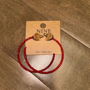 NWT Red Beaded Hoops